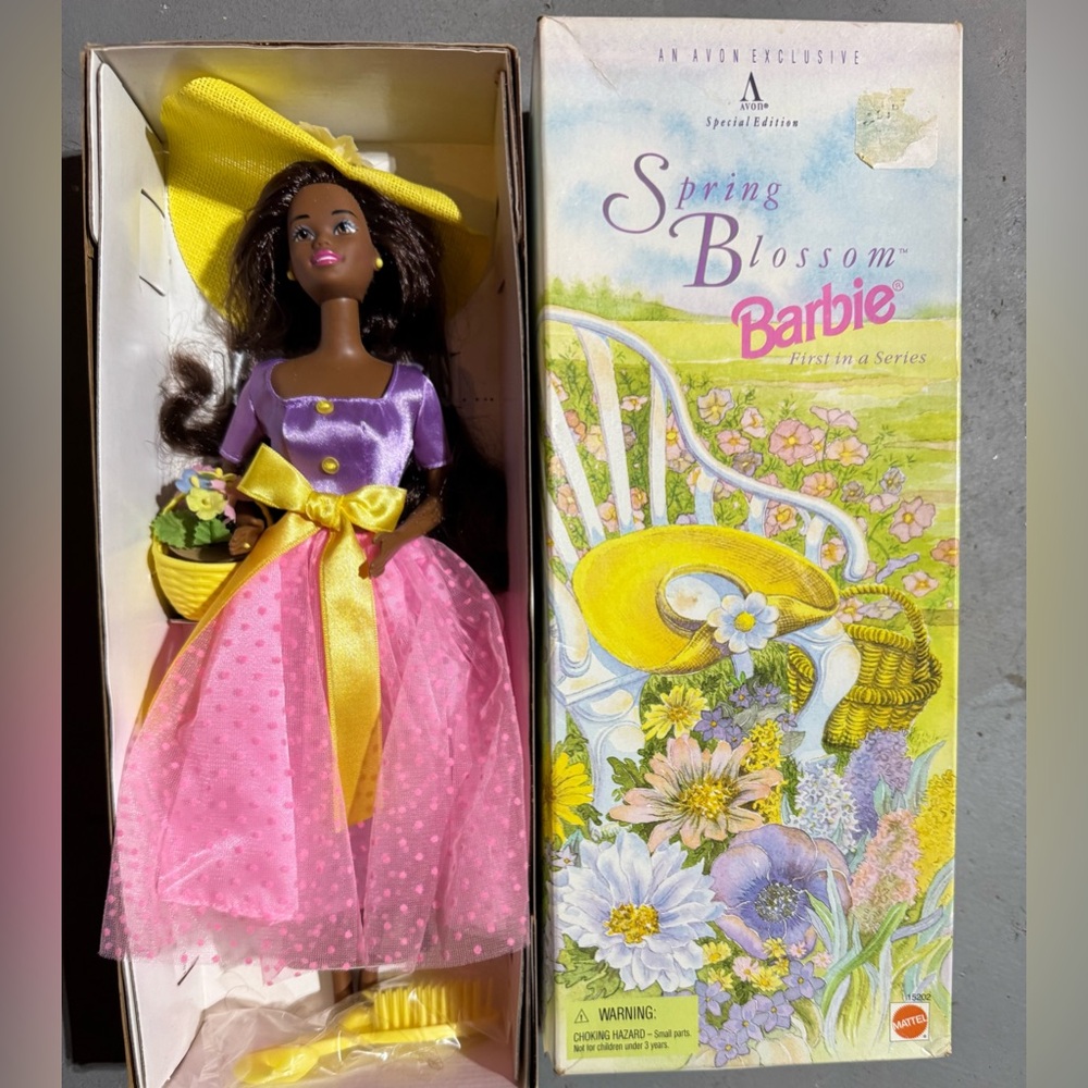 1995 Vintage Mattel Avon/Barbie Spring Blossom Collectible Doll with stand